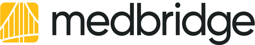MedBridge logo with a yellow and white abstract shape left of "medbridge" in bold black lowercase letters.
